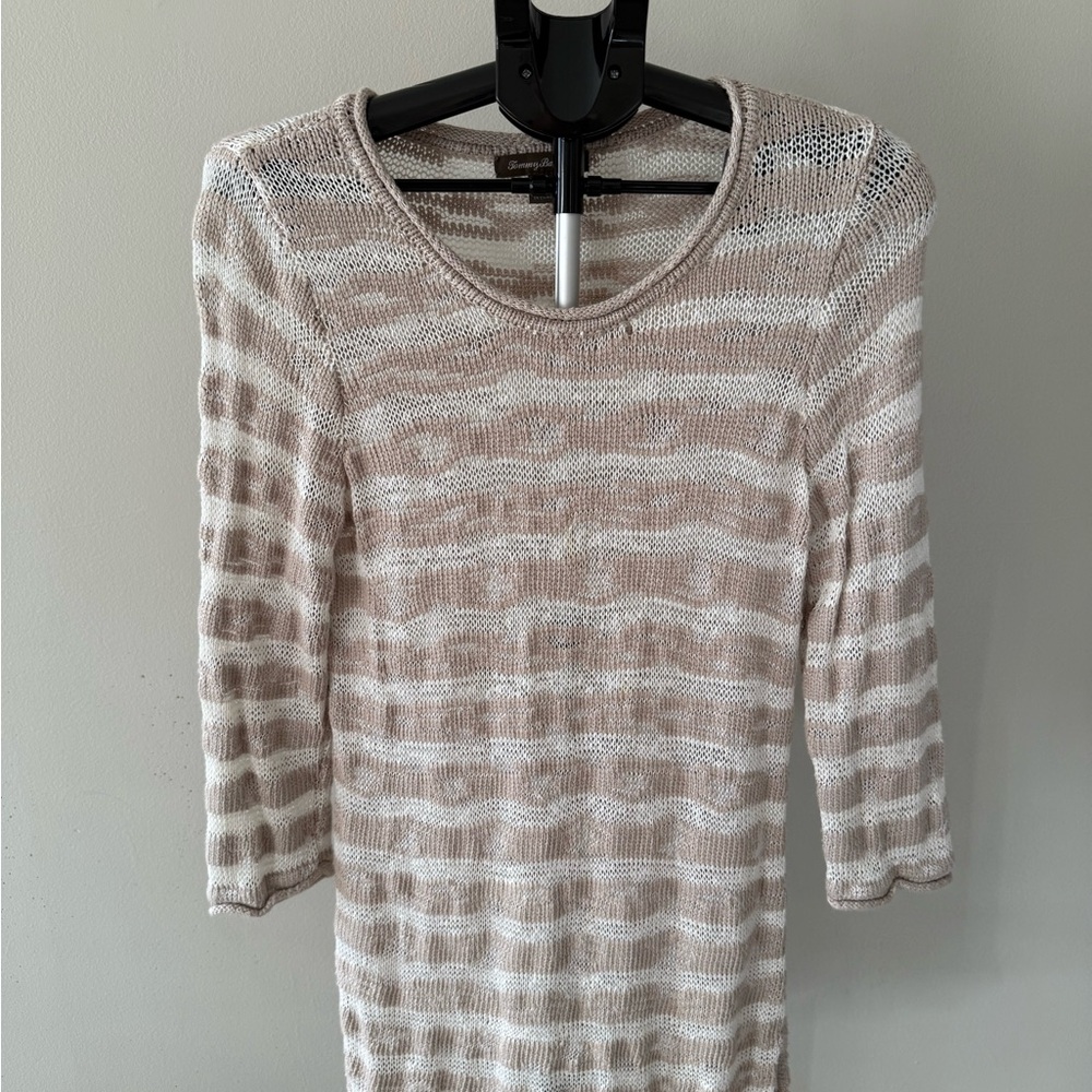 Tommy Bahama Women’s Cream Tan Striped Knit Top Size Large